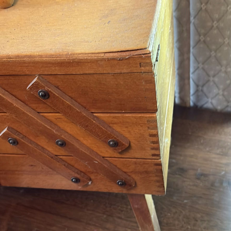 Wooden Sewing Basket and Knitting Supplies - image 10 of 10