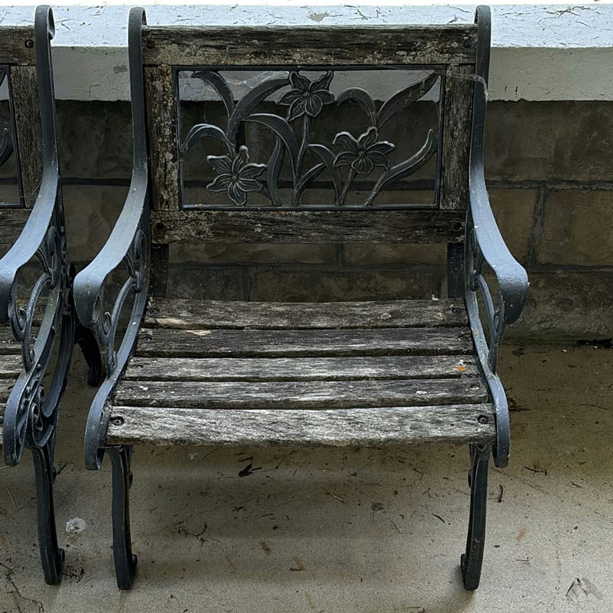 Two Cast Iron Bench Seats - image 3 of 9