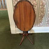 Oak oval-top pedestal table with matching two-tier shelf - thumbnail 7 of 15