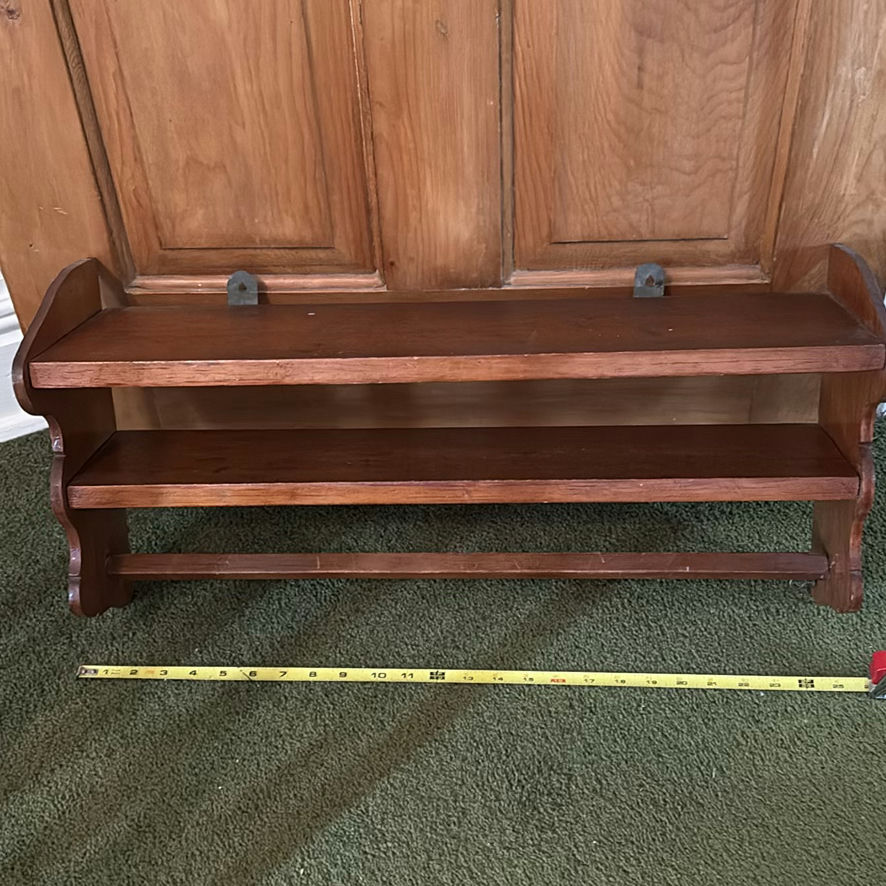 Oak oval-top pedestal table with matching two-tier shelf - image 3 of 15