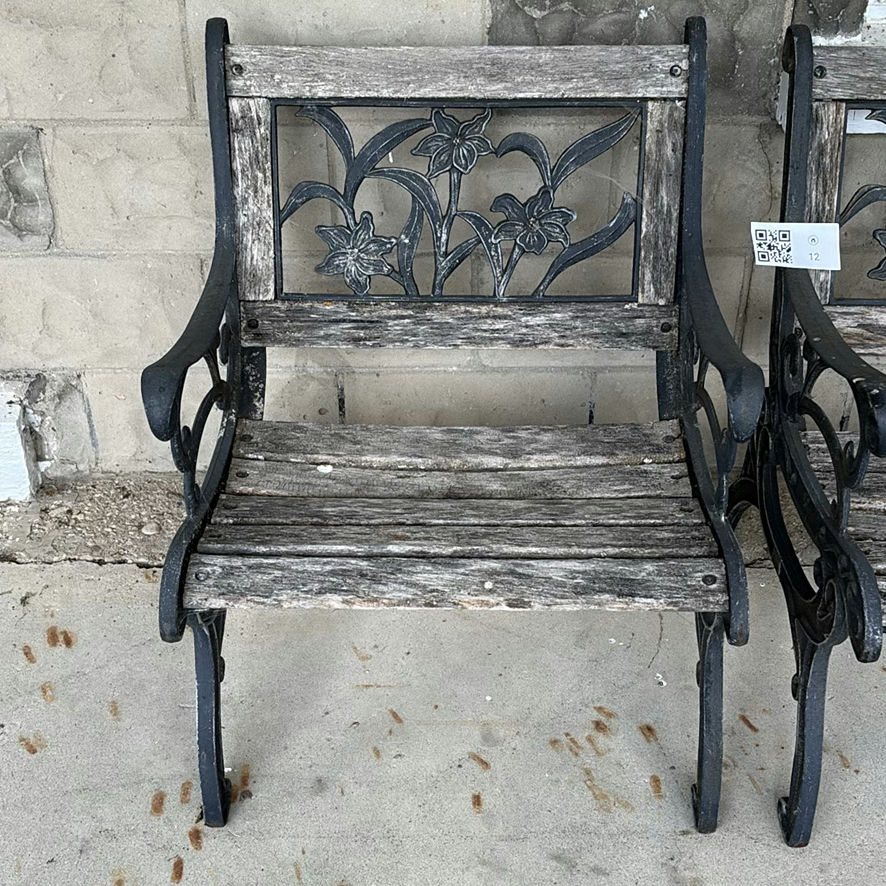 Two Cast Iron Bench Chairs - image 2 of 11
