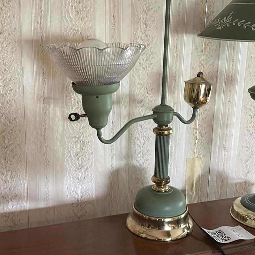 Green Tole Painted Metal Table Lamps - image 7 of 11