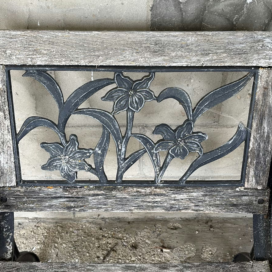 Two Cast Iron Bench Chairs - image 4 of 11