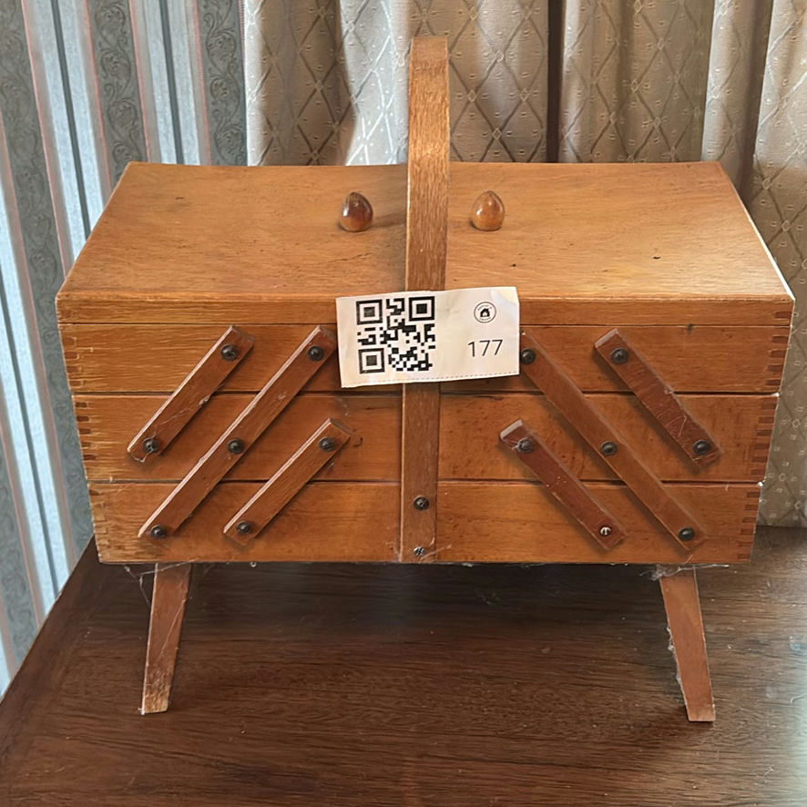 Wooden Sewing Basket and Knitting Supplies - image 3 of 10
