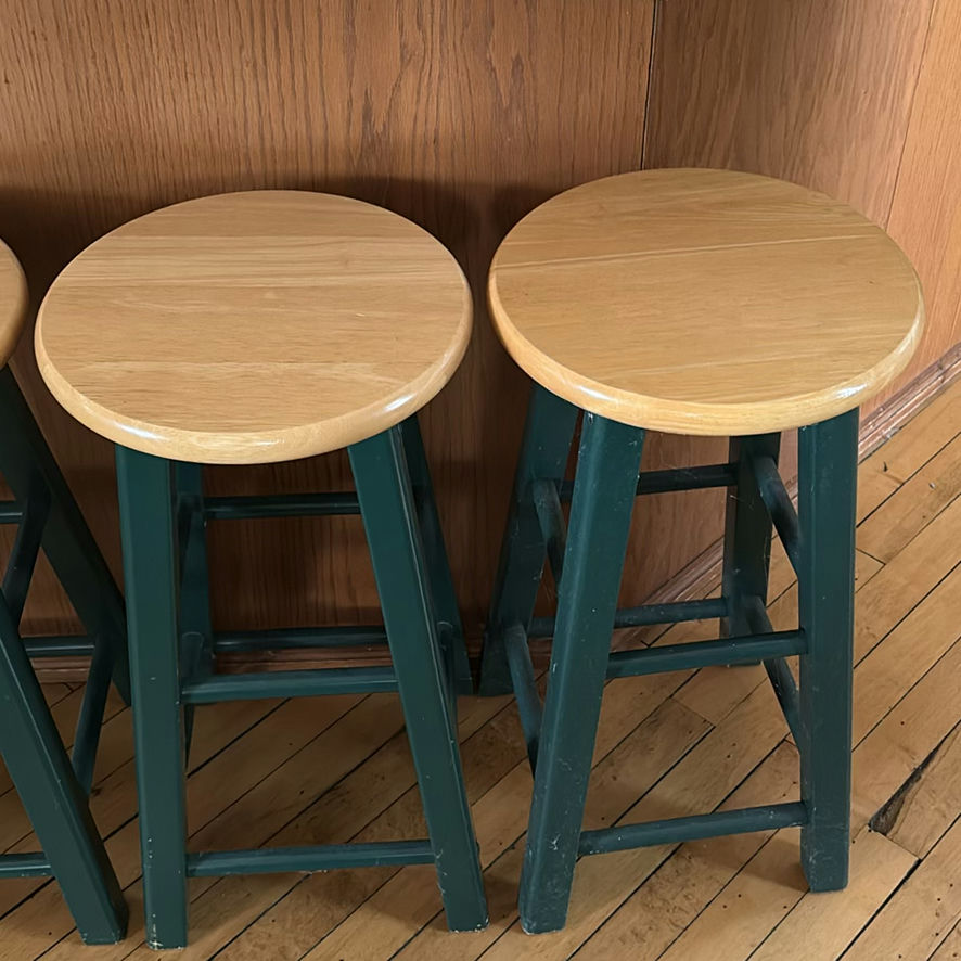 Four Rustic Wooden Stools - image 3 of 9
