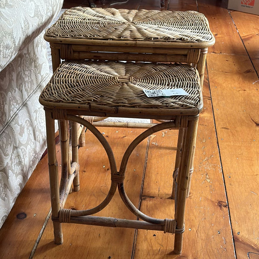 Vintage Wicker & Bamboo Side Tables - image 2 of 12