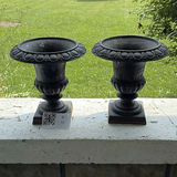 Pair Of Cast Iron Urn Planters - thumbnail 1 of 8