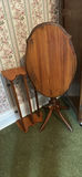 Oak oval-top pedestal table with matching two-tier shelf - thumbnail 15 of 15