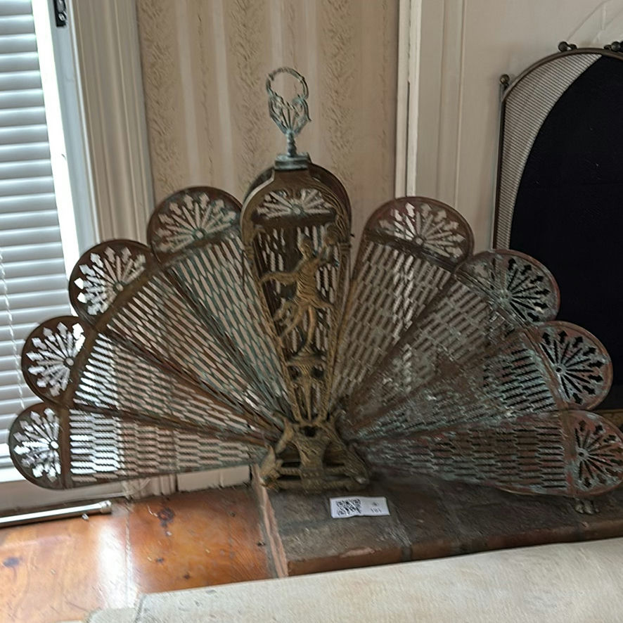 Brass Peacock Fireplace Screen - image 7 of 14