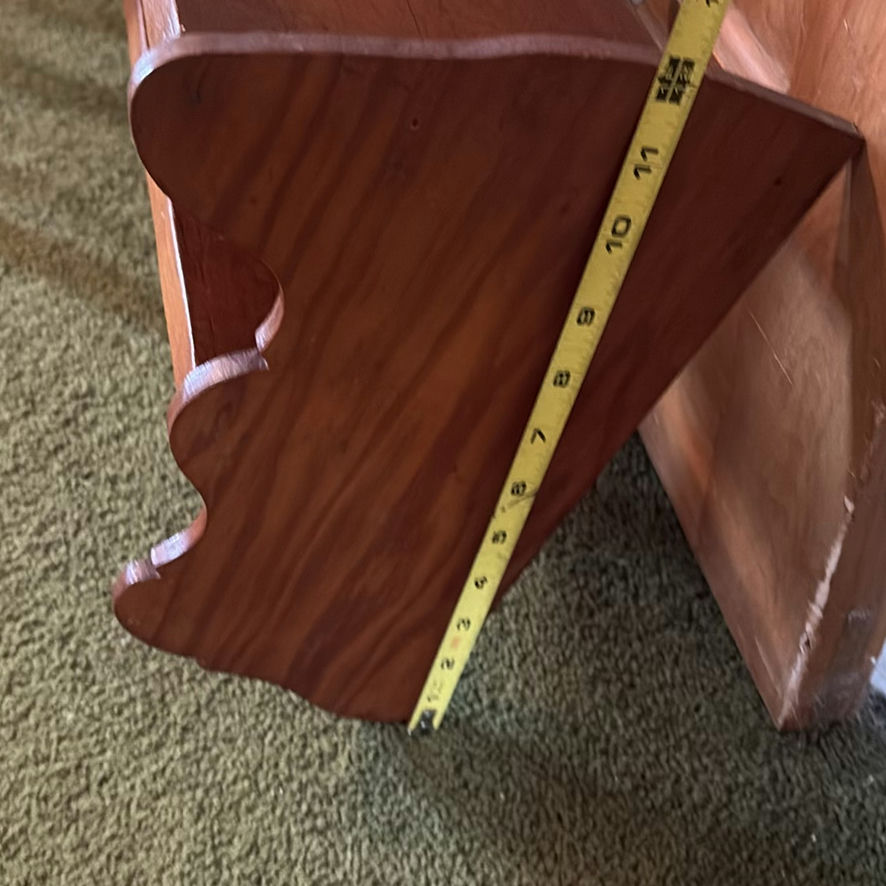 Oak oval-top pedestal table with matching two-tier shelf - image 4 of 15