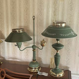Green Tole Painted Metal Table Lamps - thumbnail 10 of 11