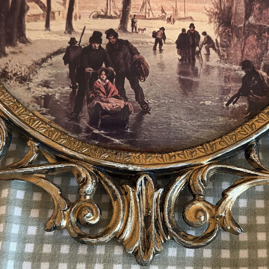 Ornate Metal Oval Framed Art - image 3 of 11