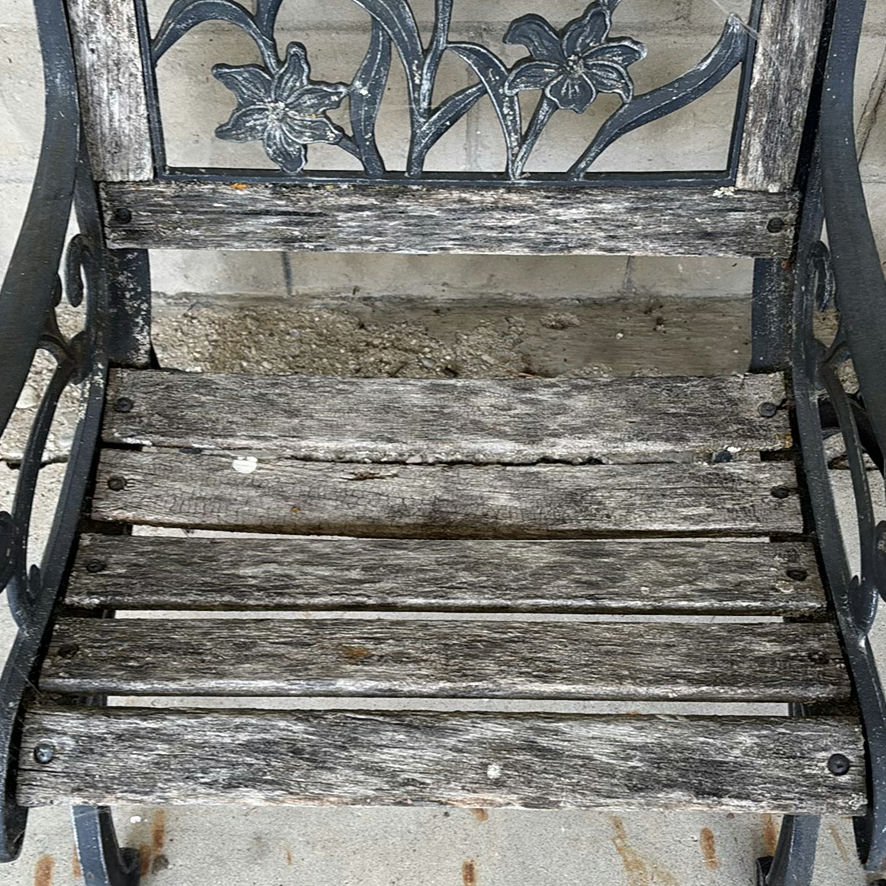 Two Cast Iron Bench Chairs - image 9 of 11