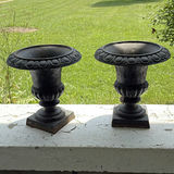 Pair Of Cast Iron Urn Planters - thumbnail 6 of 8
