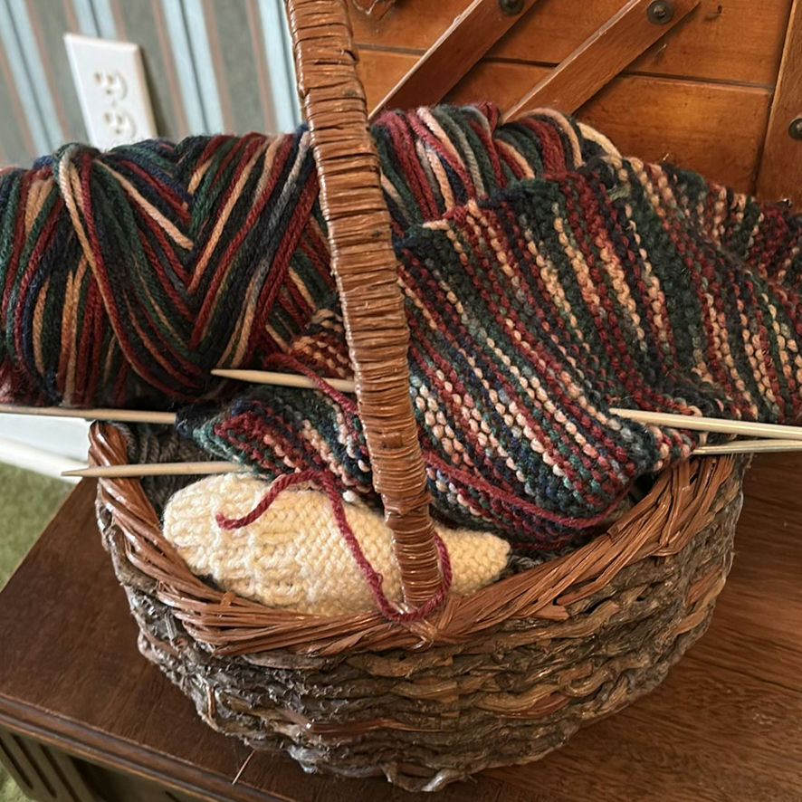 Wooden Sewing Basket and Knitting Supplies - image 2 of 10