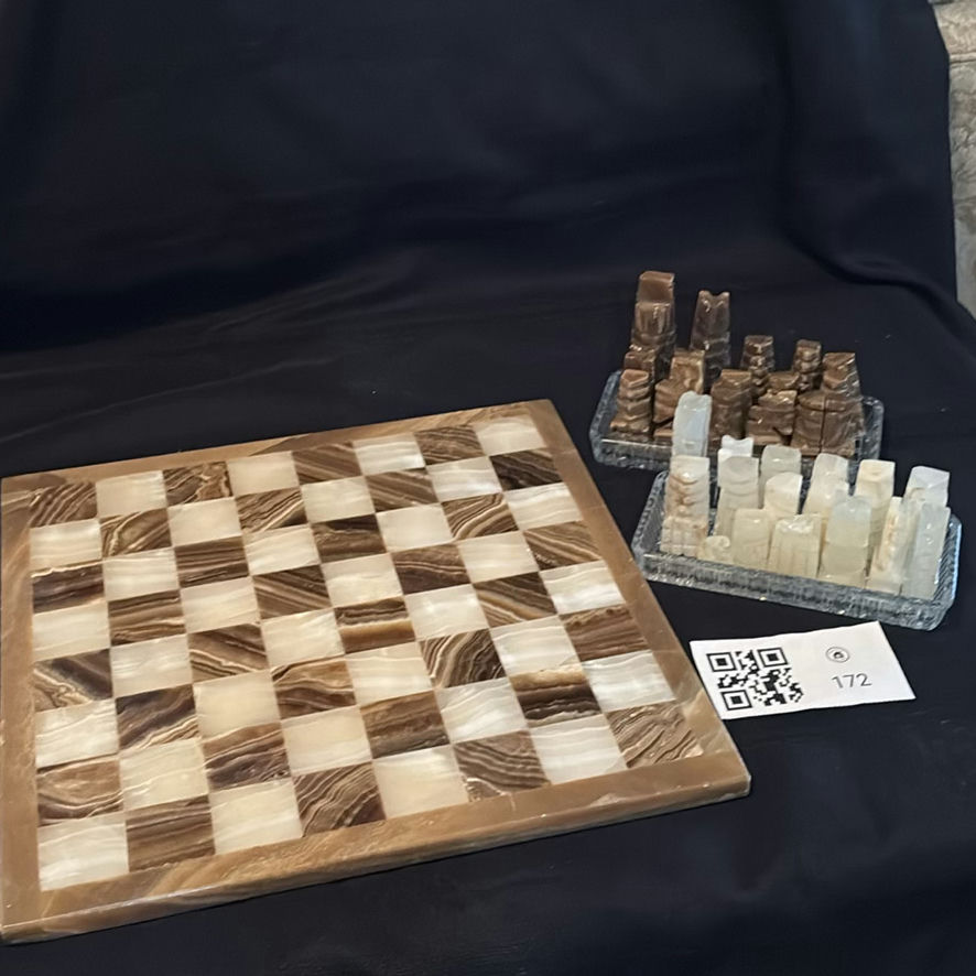 Mexican Brown & White Onyx Chess Set - image 1 of 13