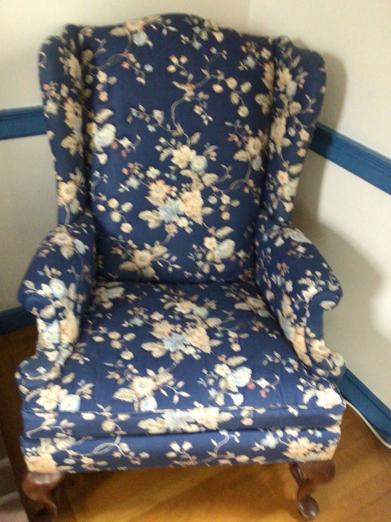Blue Floral Upholstered Armchair - image 2 of 3