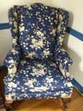 Blue Floral Upholstered Armchair - thumbnail 2 of 3