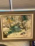Framed landscape painting of a forest and stream - thumbnail 2 of 2