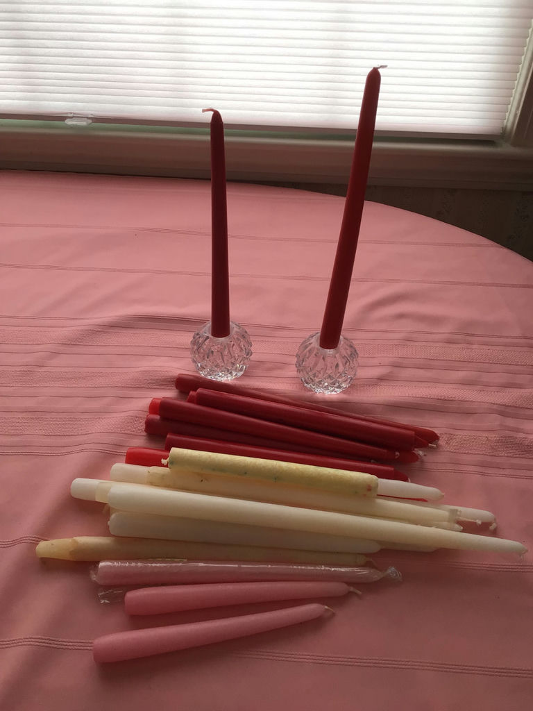 Assorted taper candles with crystal candle holders - image 1 of 3