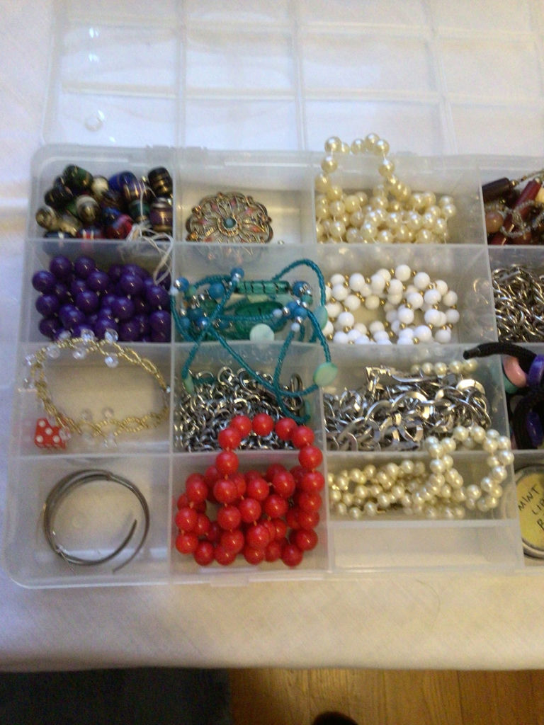 Assorted beads and jewelry in a compartment organizer - image 3 of 5