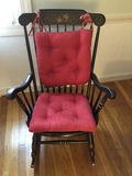 Black wooden rocking chair with red tufted cushions - thumbnail 1 of 5