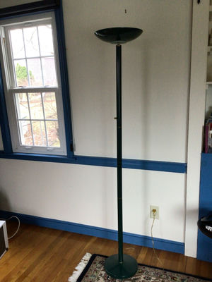 Tall green floor lamp with bowl shadblue  - Image 1 of 1