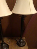 Pair of black metal table lamps with cream fabric shades - thumbnail 4 of 4
