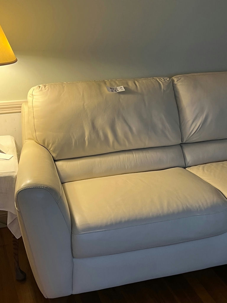 Beige leather sofa 78” - image 3 of 3