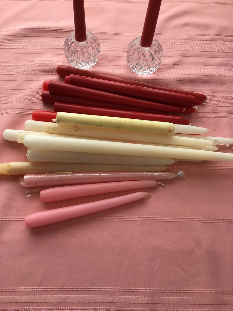 Assorted taper candles with crystal candle holders - image 2 of 3