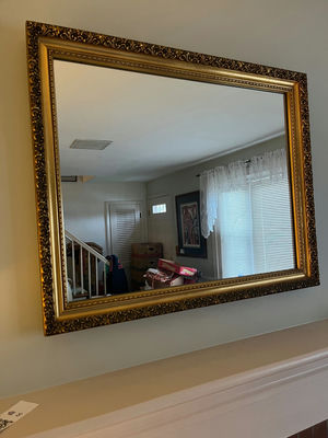 Ornate gold-framed wall mirror 32x26 - Image 1 of 2