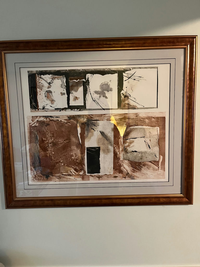 Abstract geometric artwork in a gold frame - image 2 of 2