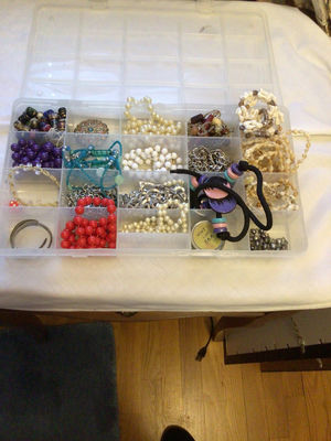 Assorted beads and jewelry in a compartment organizer - Image 1 of 5