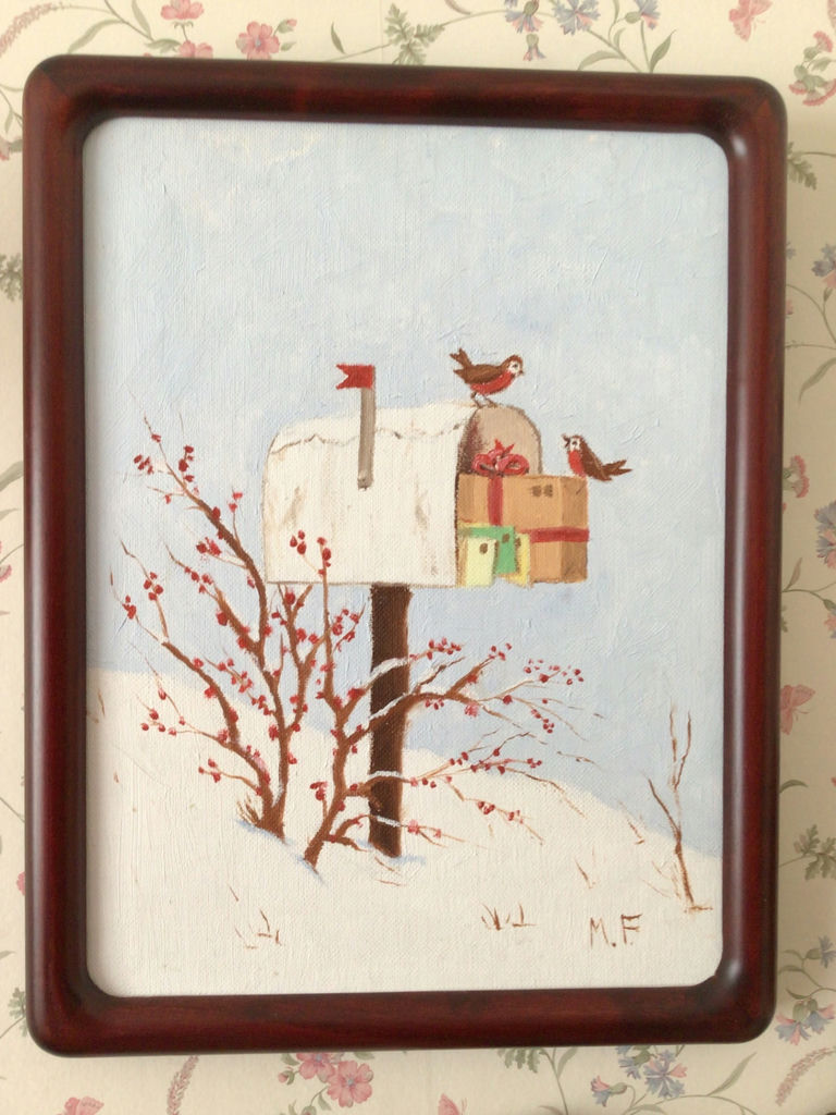 Winter mailbox painting with heart-themed wall decor - image 3 of 3