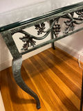 Wrought-iron and glass console table with grapevine motif 28x25 - thumbnail 2 of 2