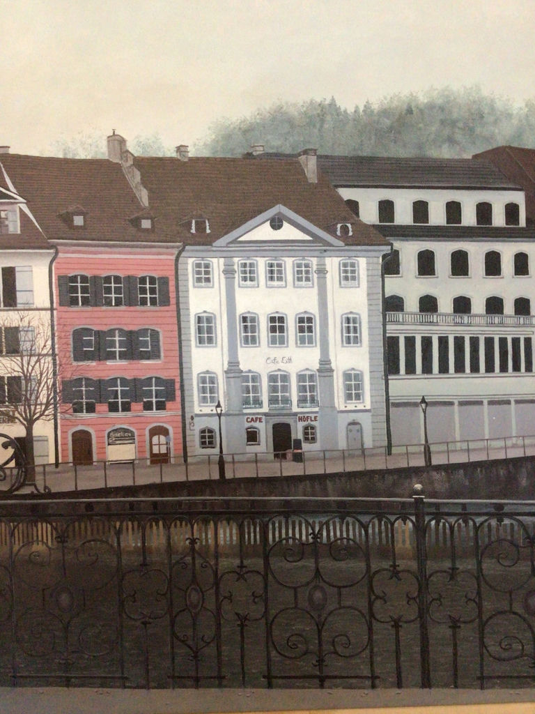 European riverside town painting - image 3 of 4