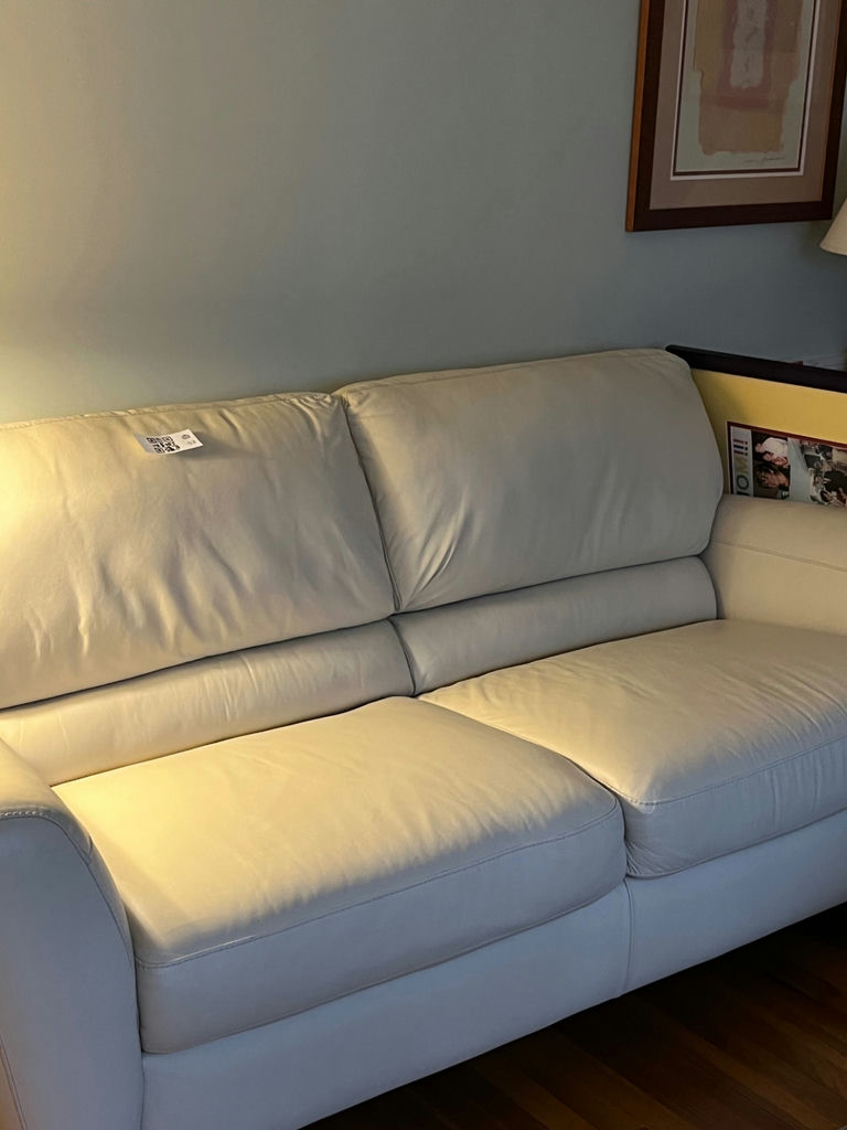 Beige leather sofa 78” - image 1 of 3