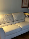Beige leather sofa 78” - thumbnail 1 of 3