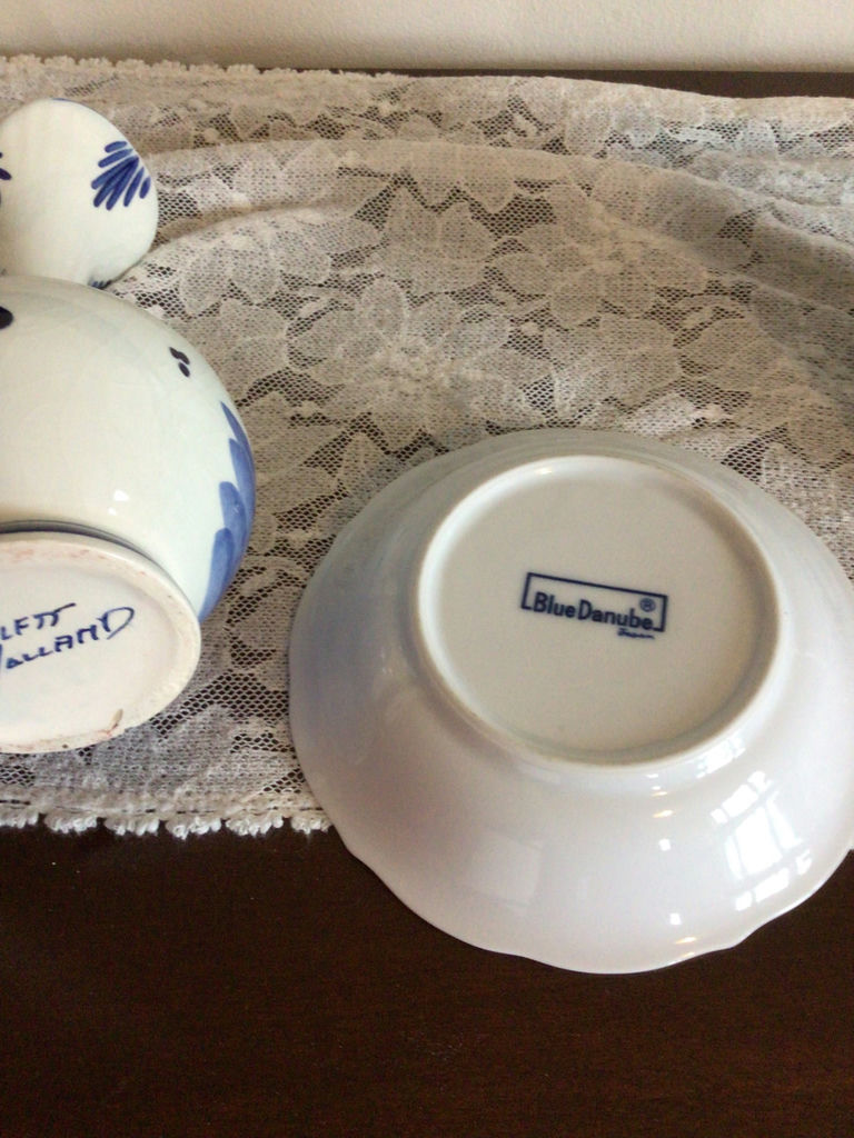 Blue-and-White Delftware Pitcher, Creamer, and Bowl - image 4 of 4