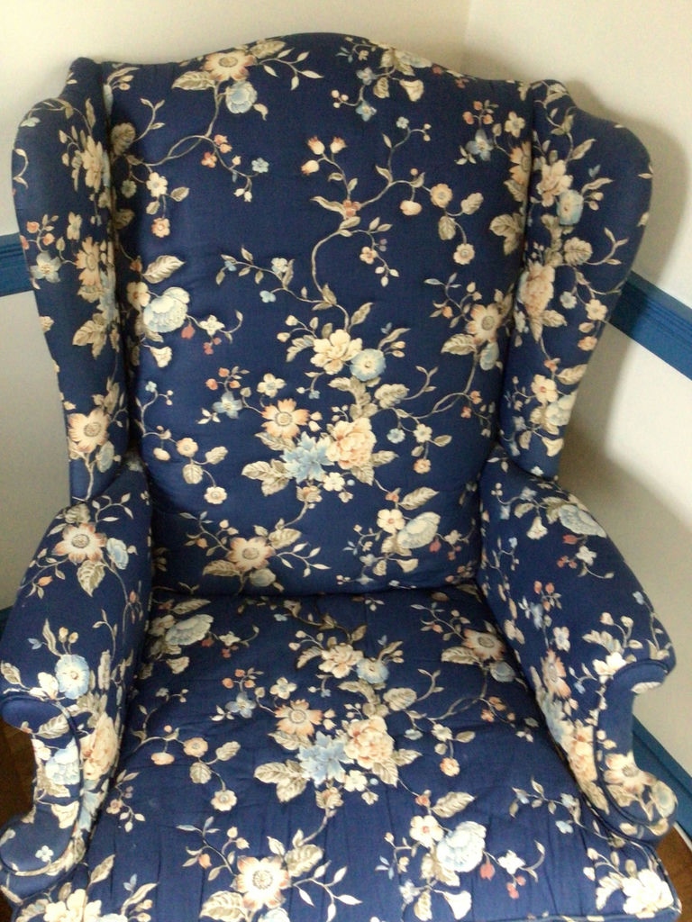 Blue Floral Upholstered Armchair - image 3 of 3