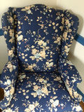 Blue Floral Upholstered Armchair - thumbnail 3 of 3