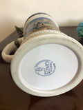 Ceramic beer stein with pewter lid and green glass dish - thumbnail 4 of 4
