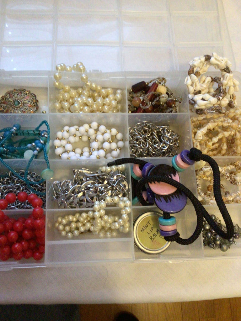 Assorted beads and jewelry in a compartment organizer - image 4 of 5