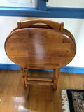 Oval wooden folding tables on folding stand - thumbnail 1 of 2