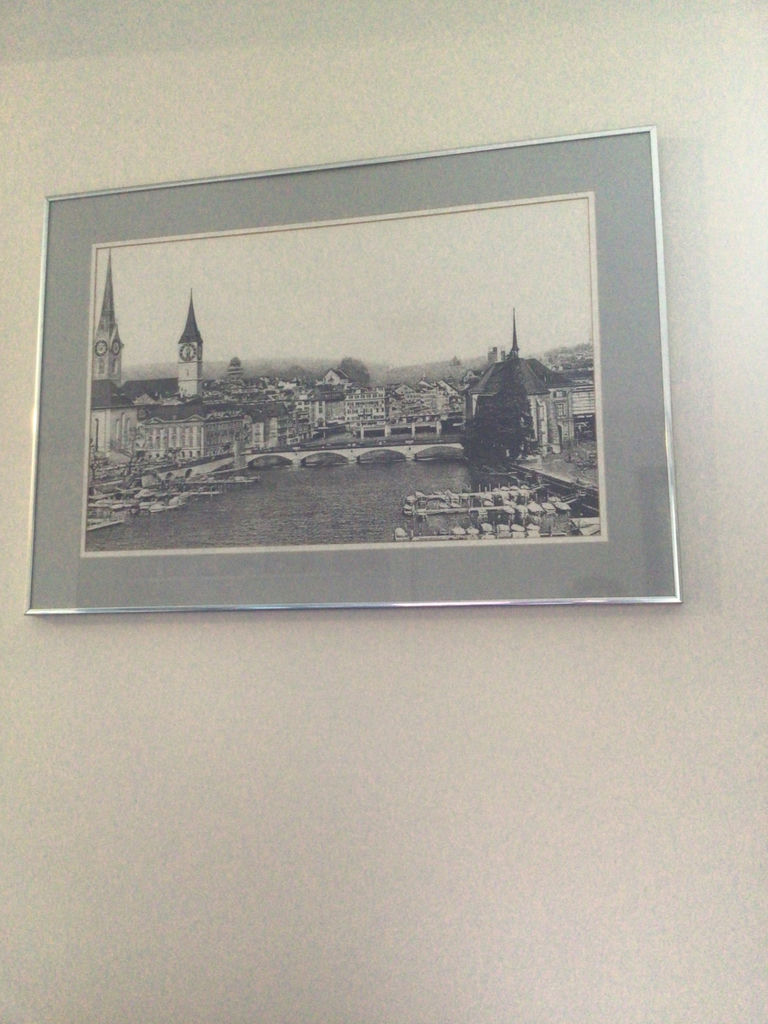 Framed black-and-white cityscape print - image 1 of 4