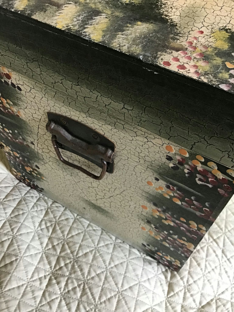 crackled‑finish storage trunk - image 4 of 5