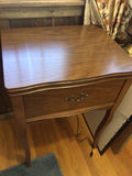 Vintage wooden sewing table with built-in sewing machine - thumbnail 1 of 3