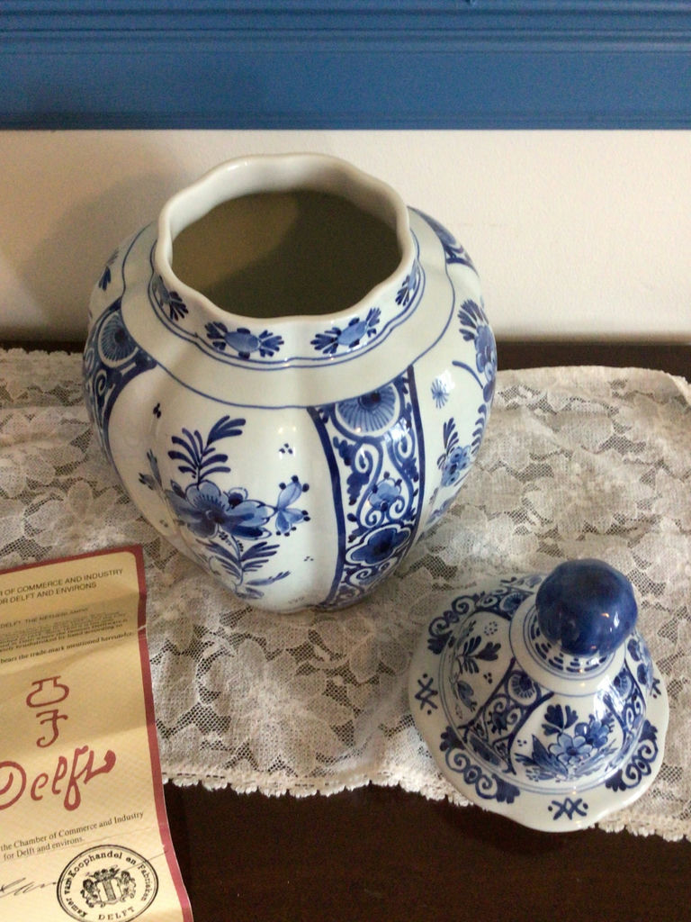 Blue and White Delftware Jar with Lid - image 4 of 5