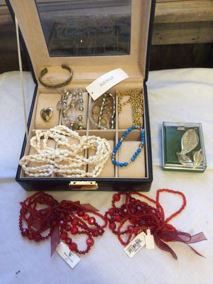 Jewelry box with assorted necklaces and bracelets - Image 1 of 5