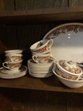 Floral pattern china dinnerware set with plates, bowls, cups and stemware - thumbnail 2 of 3